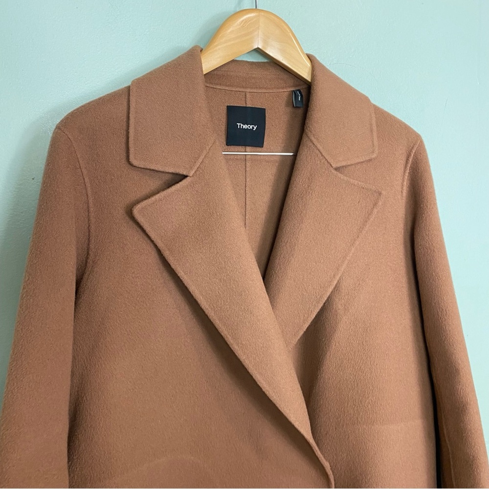 Theory Boy Coat Winsome 2 Brown Wool Cashmere Double Face Medium - Picture 4 of 10